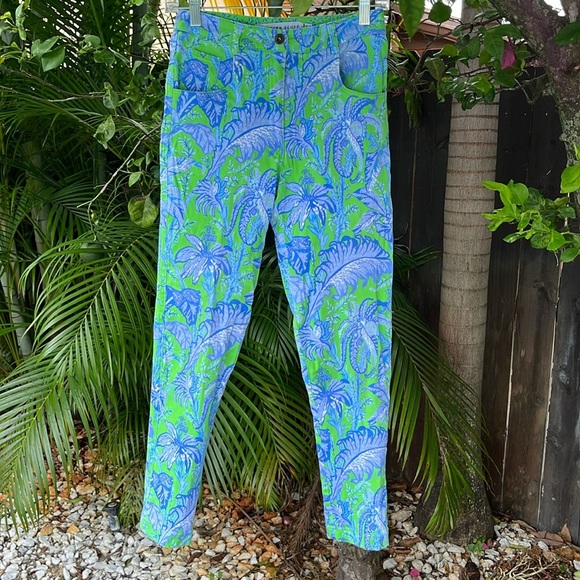 GRETCHEN SCOTT Green & Blue Floral Pants size 2 - Picture 1 of 7